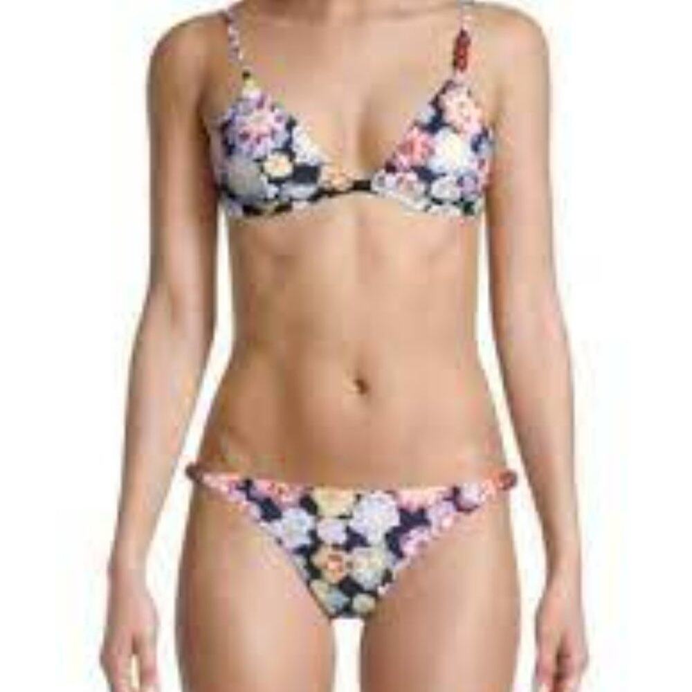 NWT Tanya Taylor Tia Navy Floral Print Bikini size S